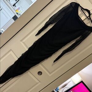 Fashion Nova off the shoulder Black Mesh Sleeve Dress